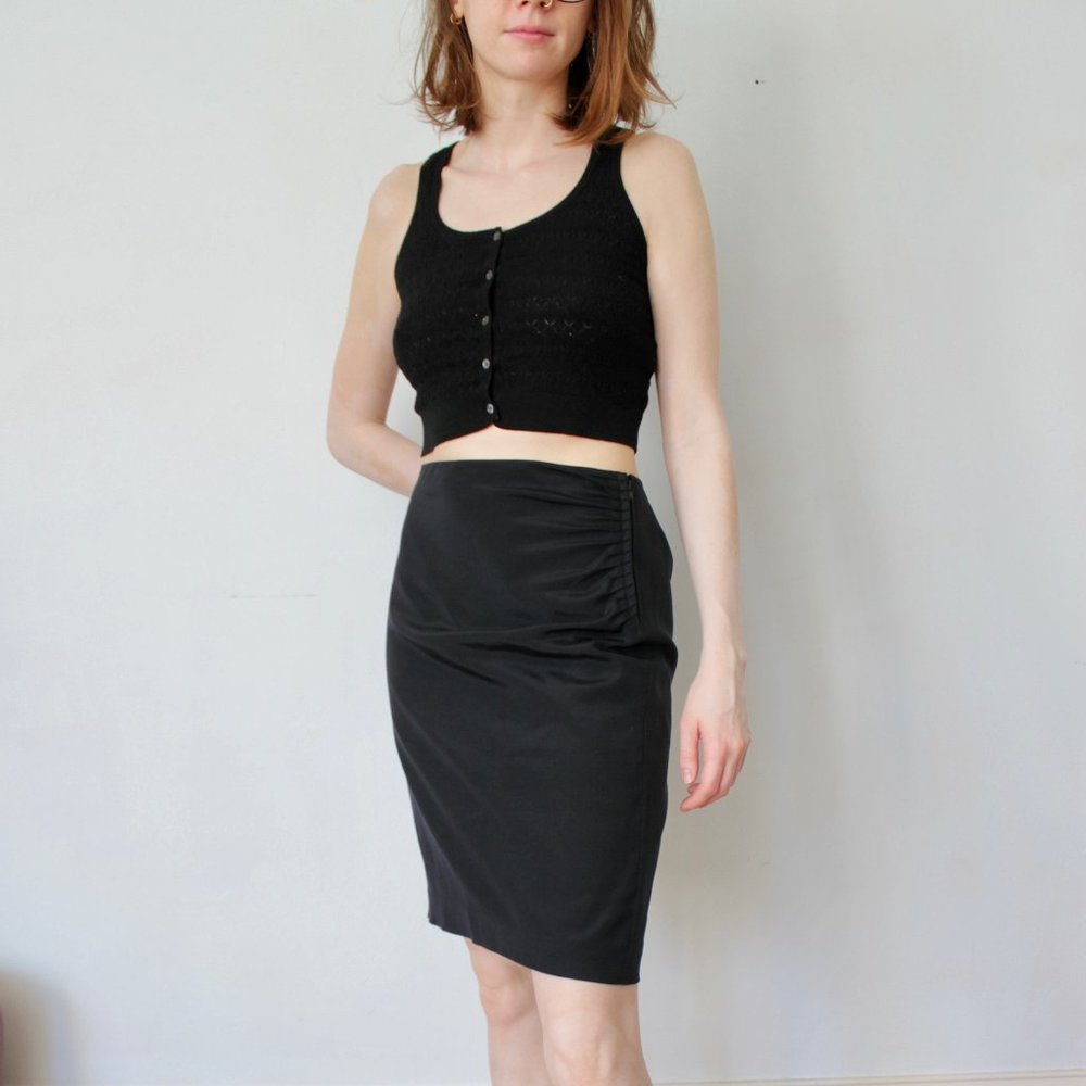 BR Monogram stretch silk pencil skirt